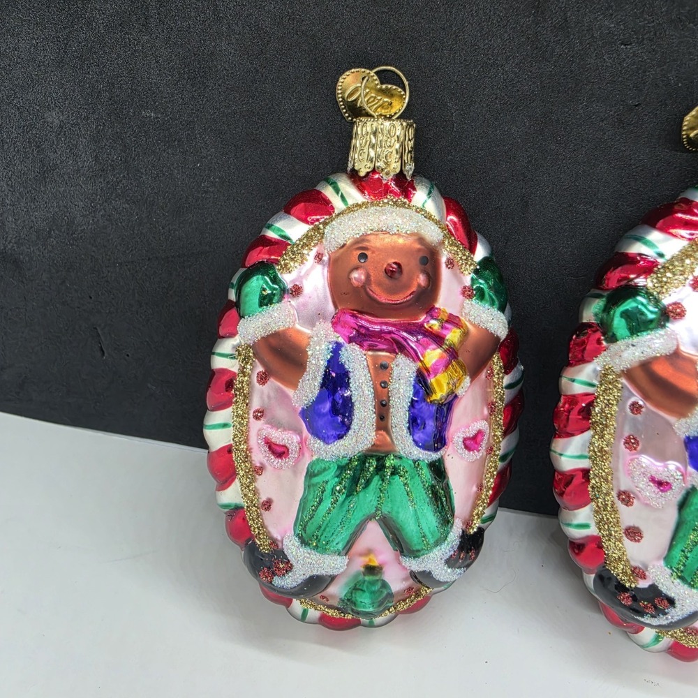 Set Of 2 Old World Christmas Colorful Oval Gingerbread Ornaments - Picture 2 of 5
